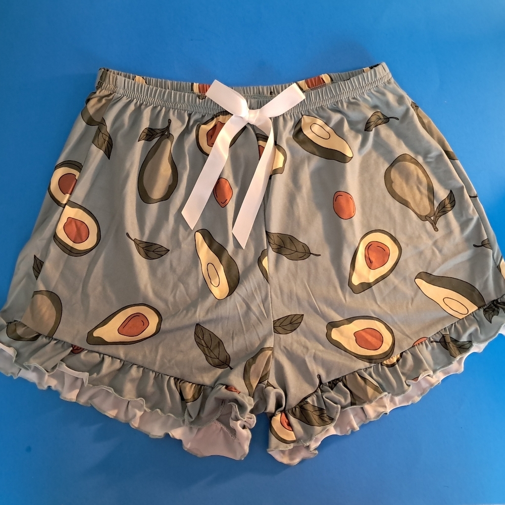 SHEIN Avocado Tank and Shorts Lounge Set in mint green with Avocado print, New